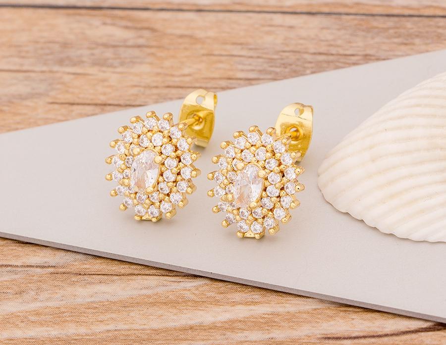 New Fashion Geometric Stud Earrings Copper Cubic Zirconia Wedding Party Daily Wearable Charm Jewelry Styles Fow Women Best Gifts