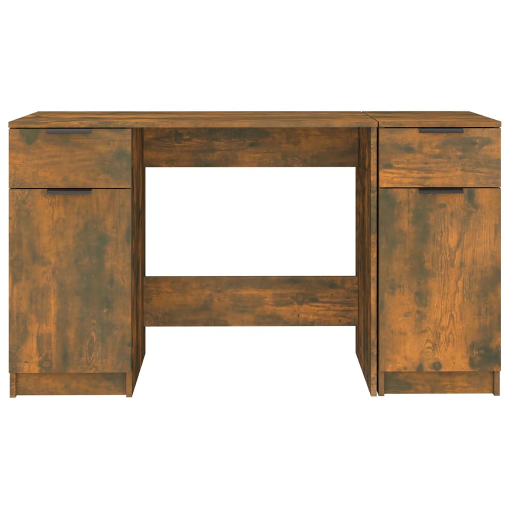 Desk with Side Cabinet Smoked Oak Wood Based Material