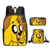 Mikecrack Rucksack Grund- und Sekundarschule Schultasche Bedruckter Rucksack Umhängetasche Federmäppchen Dreiteiliges Set