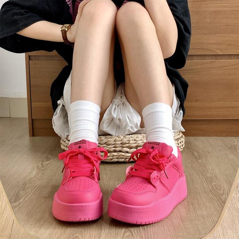 

Dopamine bread shoes women s 2025 autumn new platform heightening board shoes ins trendy casual shoes 40 рожевий червоний колір