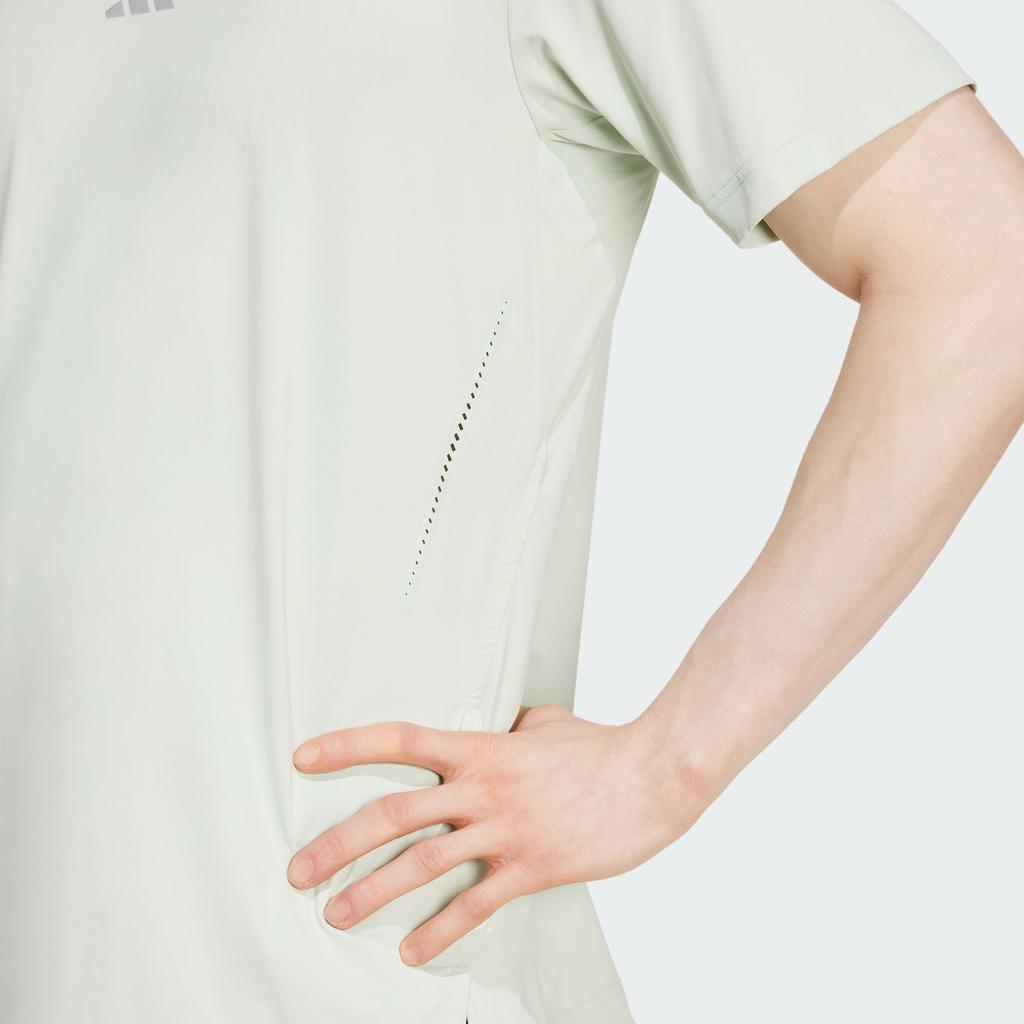 adidas Oddychający Komfort Jednolity Kolor Krótki Rękaw T-Shirt Męski Top Lniany-Zielony JD0198