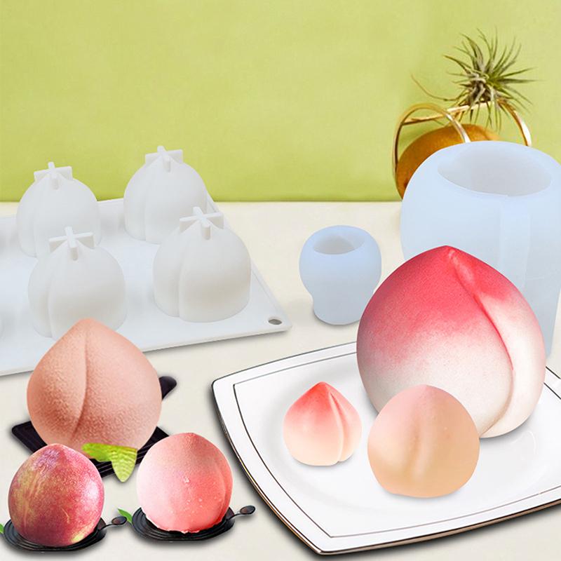 3D Peach Mousse Cake Silicone Mold Homemade Ice Cream Custard Pudding Baking Mold Cube Tray Wedding Festival Parties