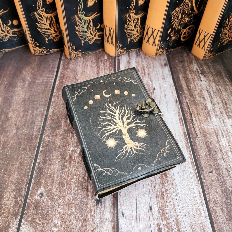 Tree of Life & Moon Leather Journal, Notebook, Sketchbook, Leather Dairy, Travel Journal, Dream Journal, Wedding Gift, Personalized Gift.