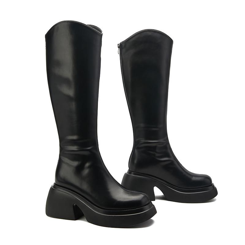 Footwear Elegant Heeled Shoes for Women Brown Ladies Boots Platform Winter Knee High Shaft Heels Long Boot Free Shipping Offer