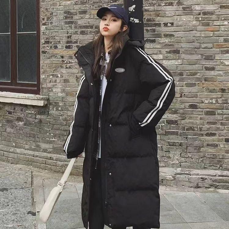 

Korean Style Loose Long Black Down Cotton-padded Winter Coat S (90-115 jin) чёрный
