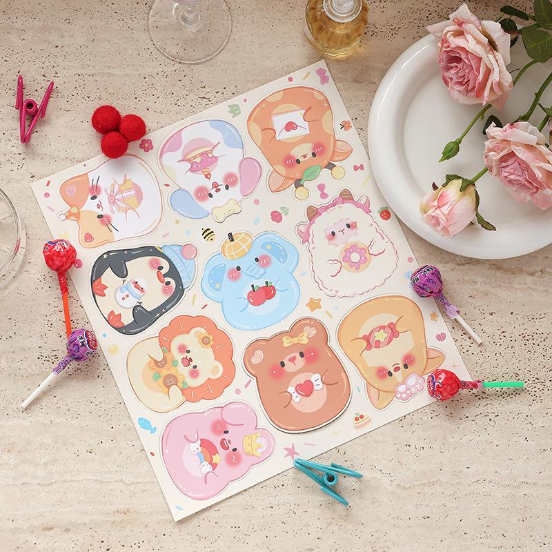 5 Sheets Cartoon Bear Lollipop Cards Multi Bear Heart Paper Cards For Wedding Valentines Day Candy Wrapping Decor Supplies