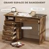 Computer Desk, 5 Drawers, 110 x 50 cm, Open Shelf, Lockable Drawer, Walnut