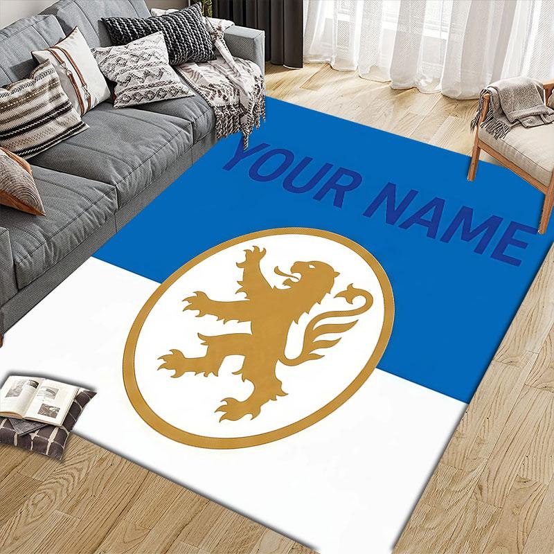 Custom Name,Olympique Lyonnais Home Sofa Decoration for Living Room & Bedroom, Non‑Slip Play Flannel Floor Mat for Game Room