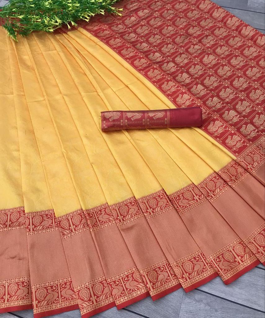 Indian Traditional Soft Lichi Silk Saree With Jecquard  Weaving