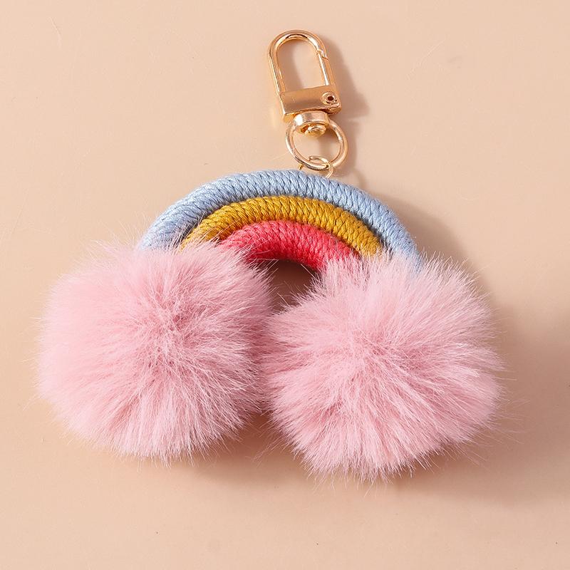 Chaveiro Arco-Íris Fofo Feito à Mão Bola Macia e Fofa Pingentes para Chaveiro para Mulheres Meninas Decoração de Bolsa de Mão Joias Artesanais DIY Presente