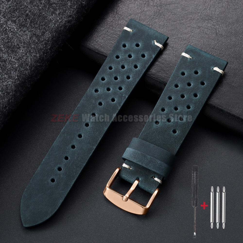 Watchband 18mm 19mm 20mm 21mm 22mm 24mm Handmade Stitching Cowhide Strap for Omega Men Perforated Breathable Wristband for Seiko