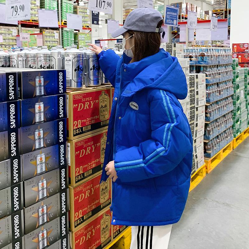 

Женское короткое пуховое хлопковое пальто свободного покроя осень/зима 2024 года 2X-Large синий