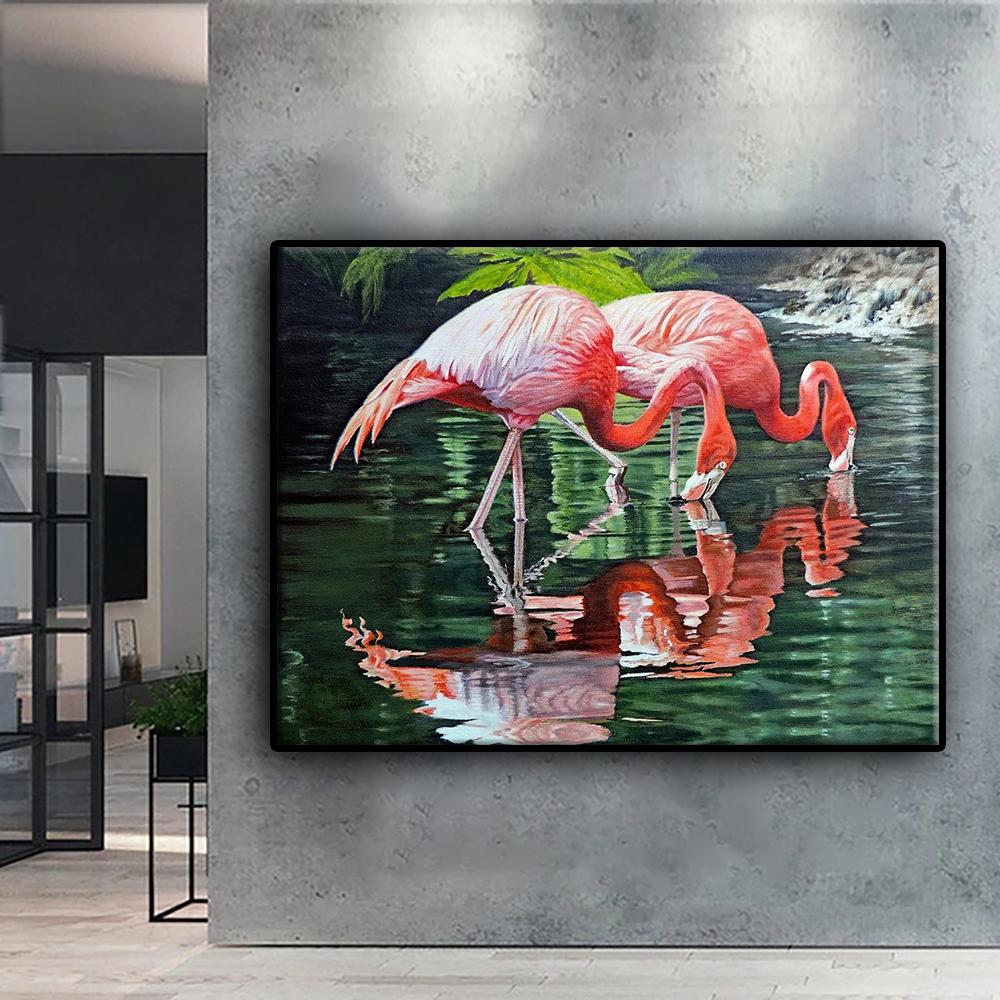 Popular 5D DIY cu punct de cruce Animal Flamingo Pictură cu foraj complet Kit de artizanat cu punct de cruce Autocolant de perete Home Decor