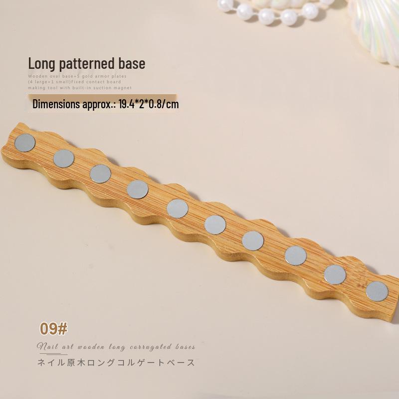 Minimalist Wooden Nail Art Practice Base & Wearable Metal Finger Holder