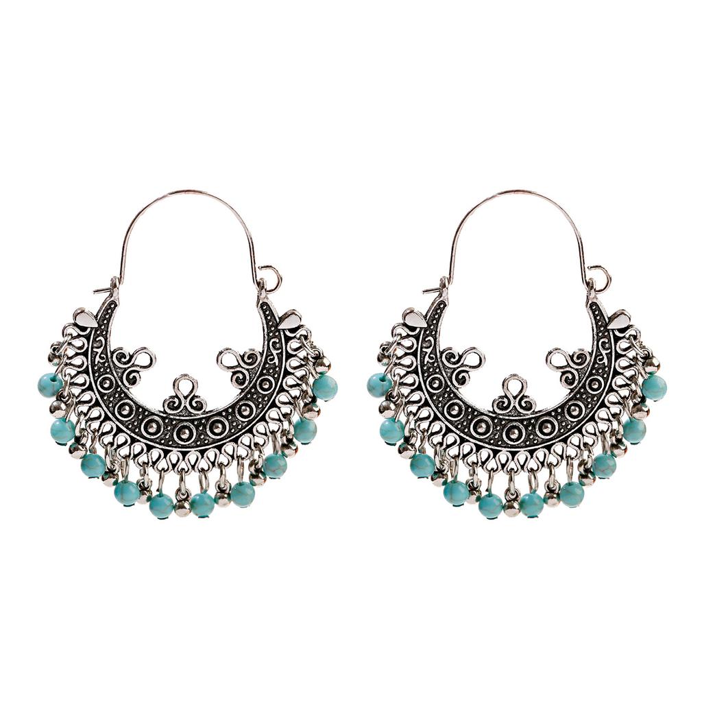 Indian Jhumka Zircon Vintage Bell Tassel Earring Boho Antique Ethnic copper Plated Drop Hanging Earrings For Women Pendientes