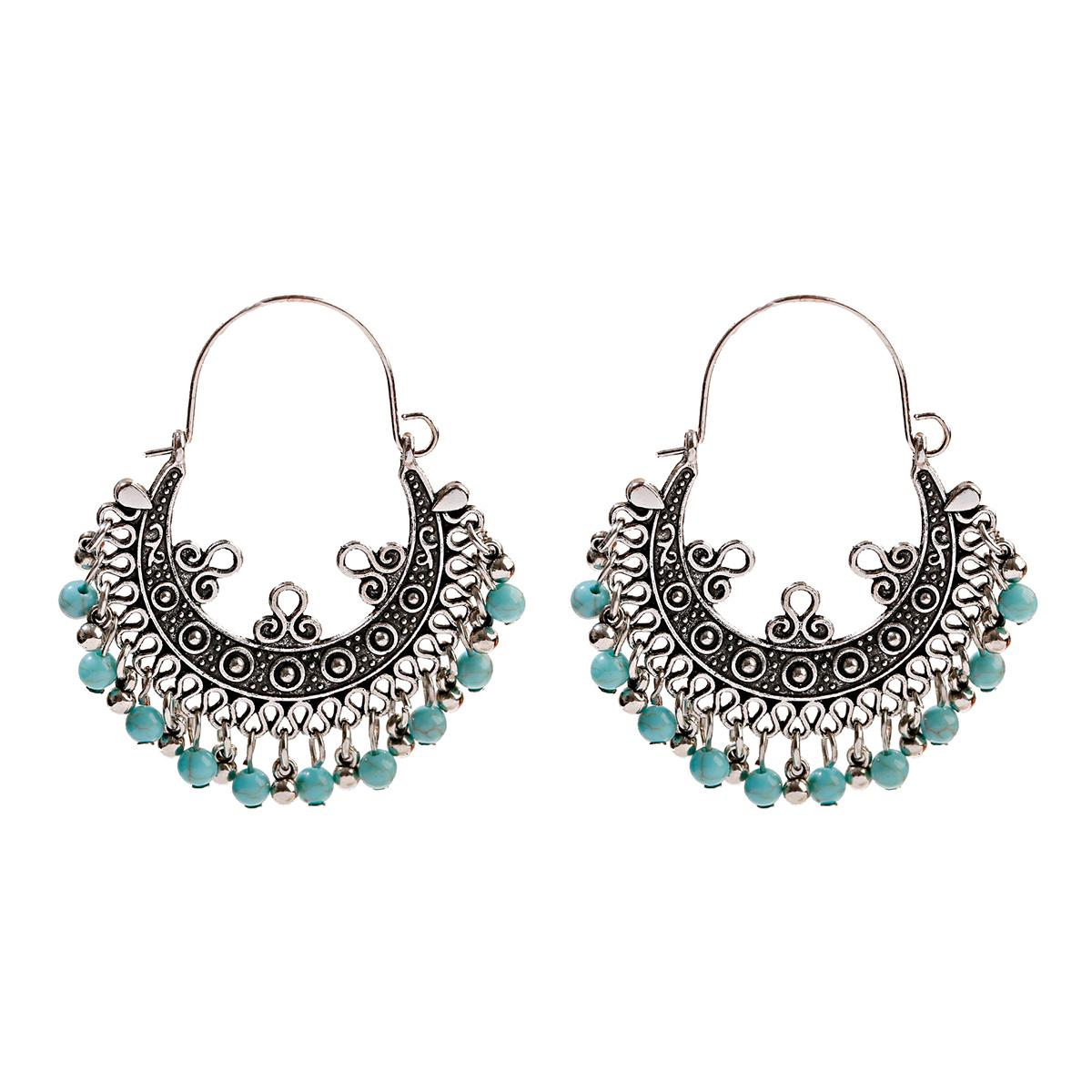 

Indian Jhumka Zircon Vintage Bell Tassel Earring Boho Antique Ethnic copper Plated Drop Hanging Earrings For Women Pendientes