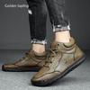 Fashion Golden Sapling Men's Boots Fashion Leather Shoes Retro Casual Ankle Boot for Man Outdoor Tactical Shoe