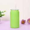 16oz Farbverlauf Becher mit Strohhalm - Sturzsicher Tragbare Kunststoff-Wasserflasche Praktischer Hitzebeständiger Sublimationsbecher für Zuhause & Outdoor
