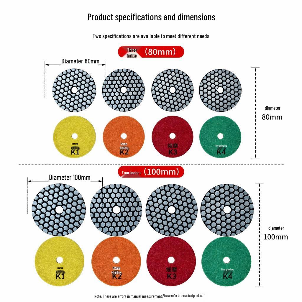 3-Inch Four-Step Dry Grinding Pad for Stone, Marble & Granite