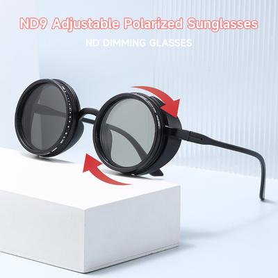 Retro ND9 Dimmable Polarized Sunglasses for Men and Women UV Resistant and Dimming Sunglasses Aluminum Magnesium Lens Glasses