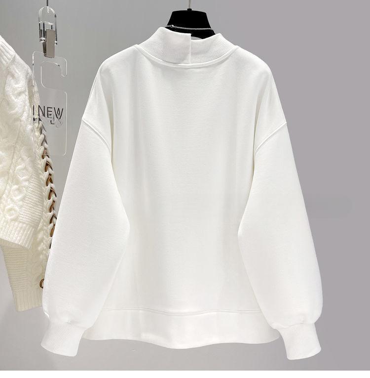 Plus Size Women Autumn Winter Hoodie Oversized Loose Casual Irregular Sweatshirt Black White Tops Pullover