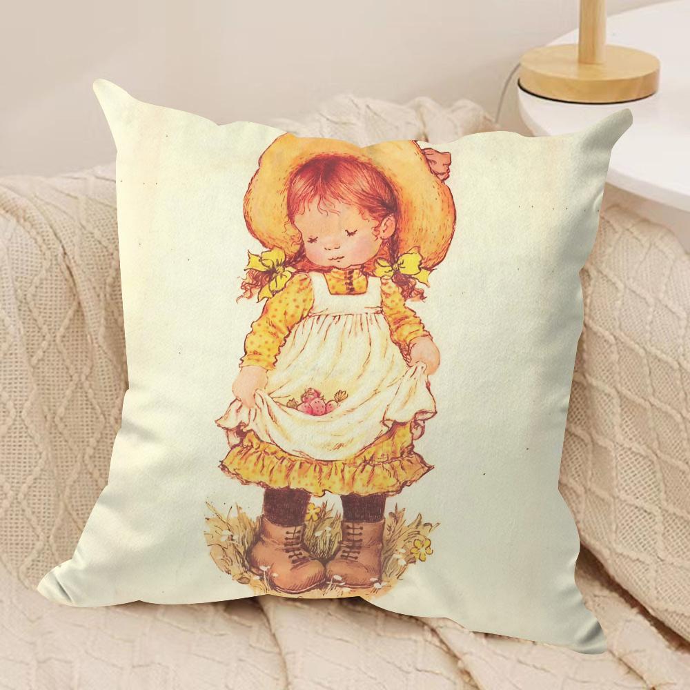 Sweet Anime S-sarah Kay Cushion Cover Silky Short Plush Double-Sided Printed Pillow Case for Sofa All Seasons Home Decor Gift