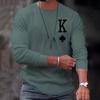 Men's Long Sleeve T-shirts Poker Printed Loose O-neck Tops Oversized Daily T Shirt For Men Tees Shirt Men Clothing