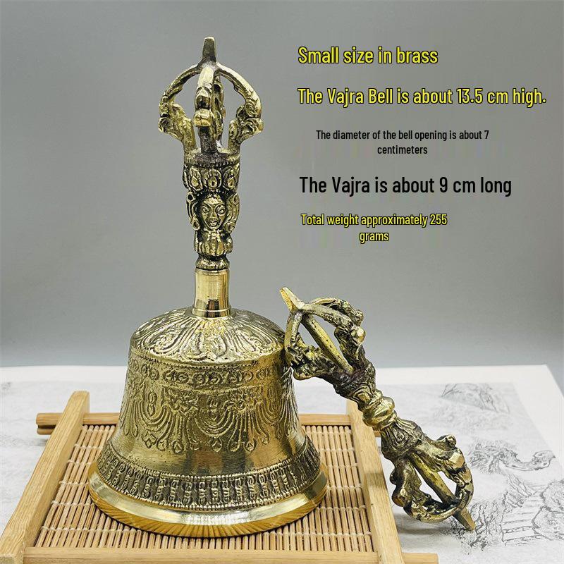 Tibetan Nepali Handmade Purple Copper Vajra Bell & Dorje Rattle Ornament