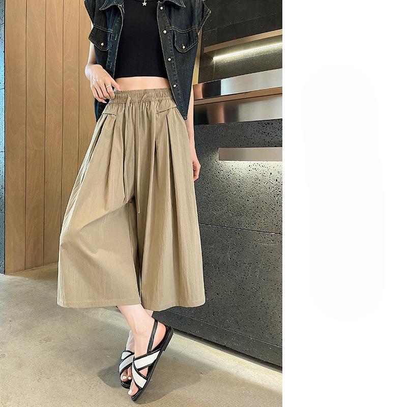 Ice Silk Seven-quarter Skirt Pants Wide-leg Pants for Women In Summer Thin Relaxed Fit Slim Large Size Skirt Straight-leg Leisure Yamamoto Skirt Pants