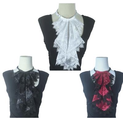 Colletto a balze multistrato staccabile per camicette, abiti, accessorio moda gotico in bianco