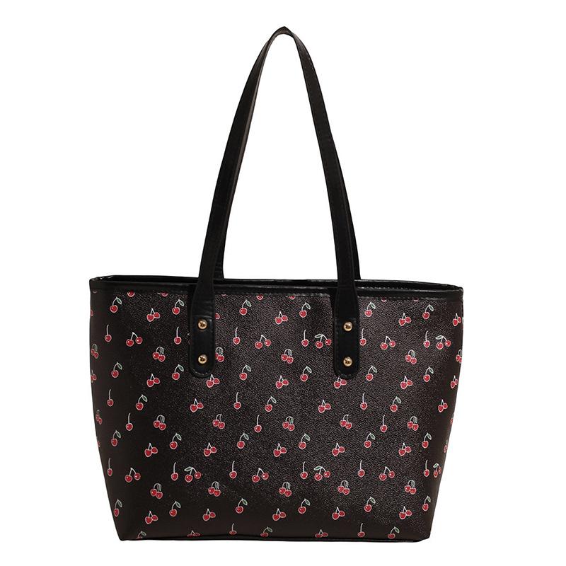 Neue Niedliche Kirschmuster Große Tasche für Damen Große Kapazität Vielseitige Schulter Handtasche Tragetasche