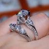 2026 2Pcs/Set Wedding Lady Zircon Ring Crystal Zircon Classic Engagement Party Women Finger Rings Side Exquisite Carving Gift