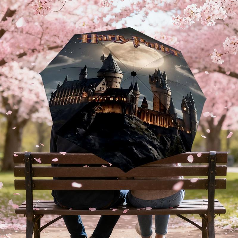 1PC Harry Potter Hogwarts Umbrella-8-Rib Reinforced, Automatic Open, Lightweight & Durable, Cute Fashion Accessory for Outdoor, D2654