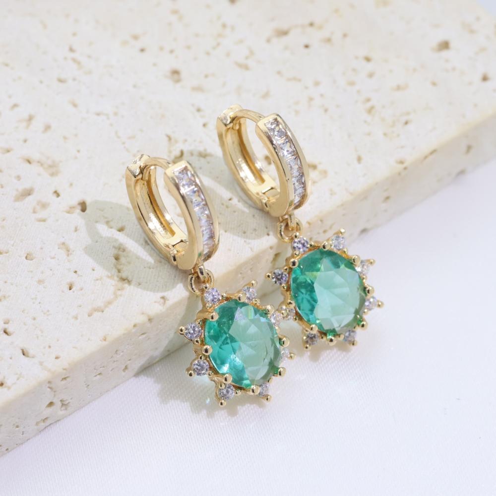 

Pink Zirconia Flower & Heart Dangle Earrings for Women Fashion Earring Jewelry Wedding Party Accessories