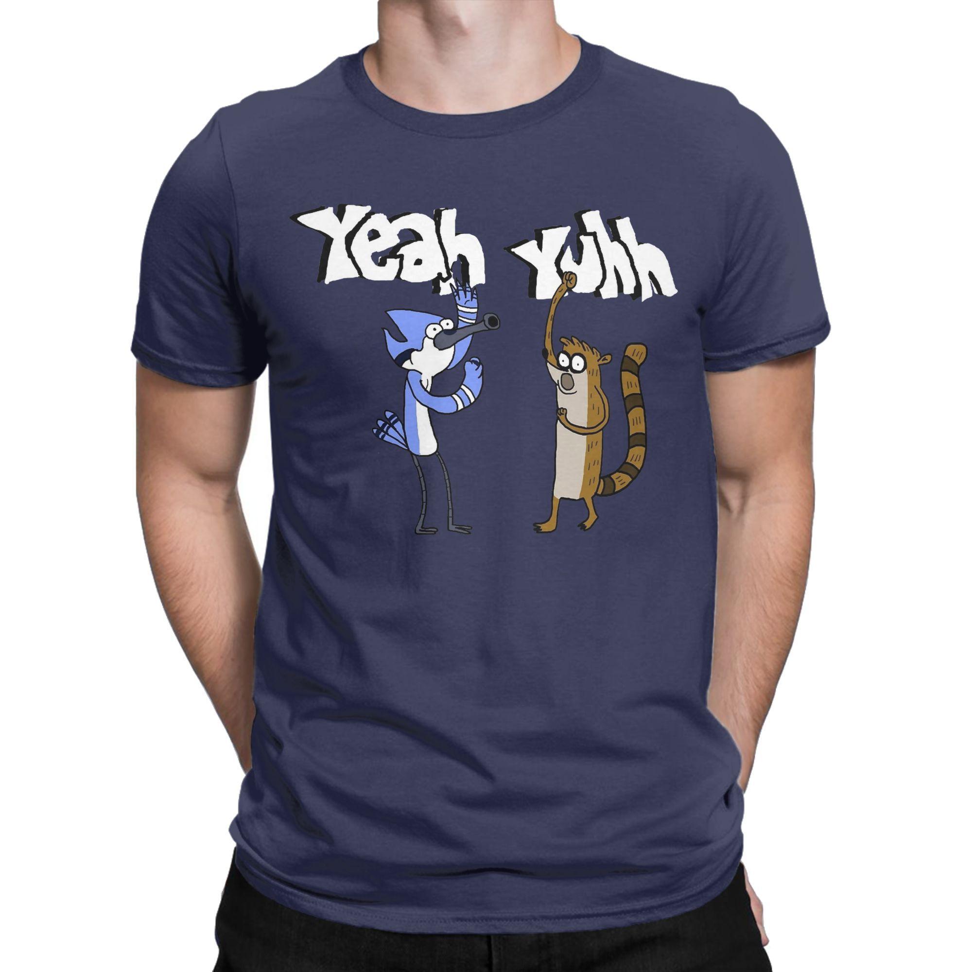 Lucky starfish Top Zomer Yeah Yuhhh Mordecai en Rigby Regular Show T-shirt Voor Unisex Puur Katoen T-shirt Korte Mouw Kleding 3XL