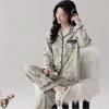 Cotton Natural National Style Flower Spring and Autumn New Pajamas Women's Long Sleeves Trousers Women's Loungewear Casual Cardigan Set