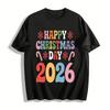 2026 Happy Christmas Day Graphic Casual Holiday Sweatshirt Pure Cotton T-shirt