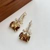 Retro Gem Pearl Flower Earrings - European Court Style, Light Luxury, Versatile Long Earrings