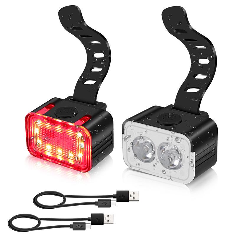 Bright USB-C Rechargeable Waterproof Bicycle Light Set with Aluminum Front and Rear Lights
