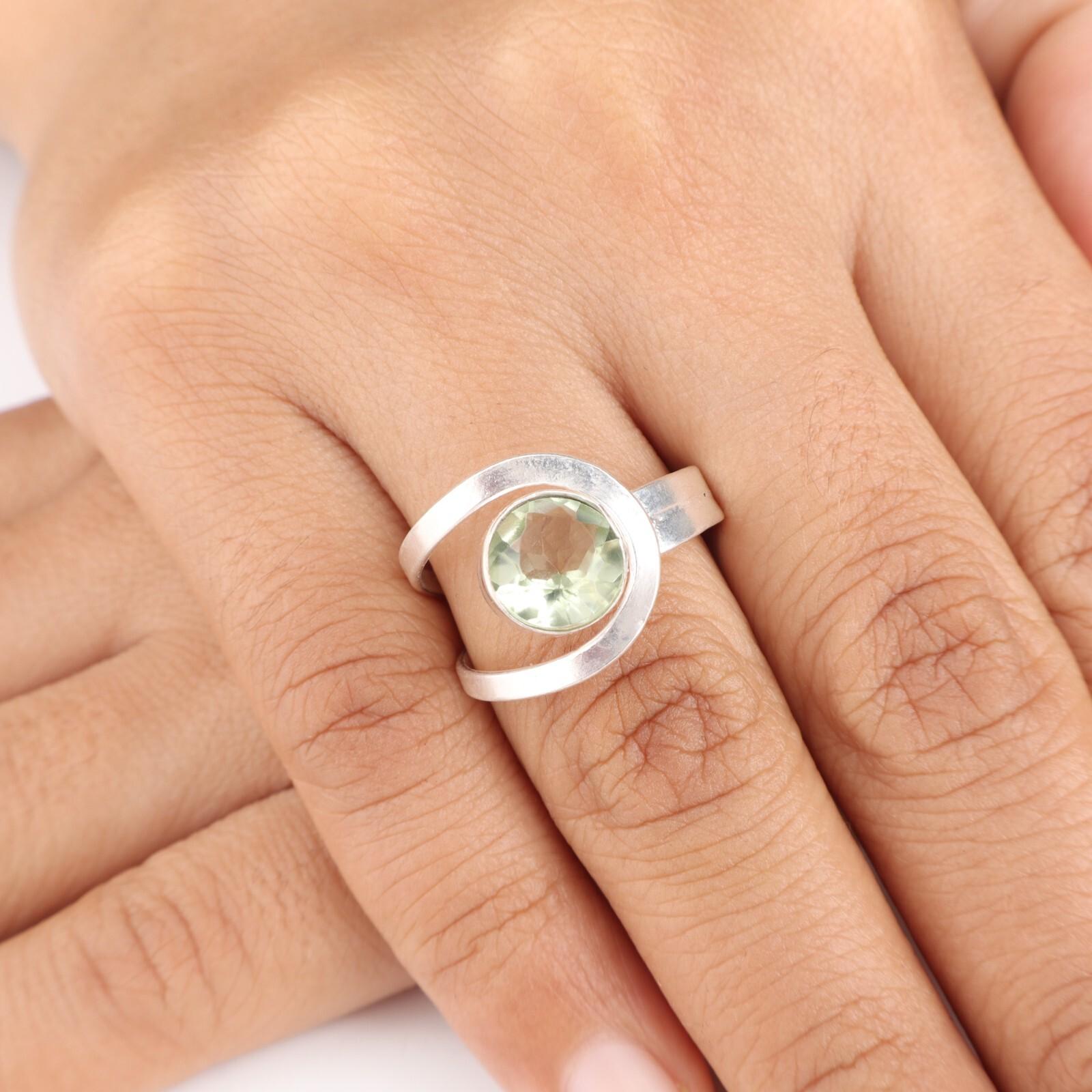 

Зеленый Аметист Драгоценный Камень Серебро 925 пробы Ювелирное Изделие Ручной Работы Кольцо Подарок Для Нее RR-68-4 11.5