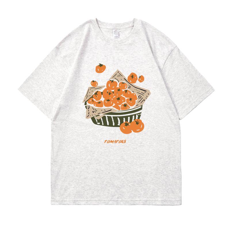 Light Gray Short Sleeve T-shirt for Women 2025 New Arrival Summer Loose Pure Cotton Easiest for Match Casual American Heavy Weight Half Sleeve Fashion