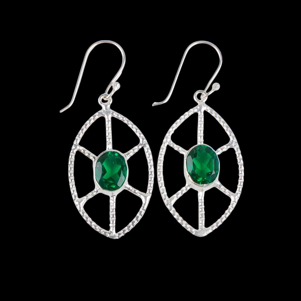 Chrome Diopside Gemstone 925 Sterling Silver Jewelry Handcrafted Earrings 2.00" EE-48-3