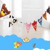 New Creative Triangle Cartoon Animals Birthday Party Banners Pull Flags Room Decorations Ornaments P