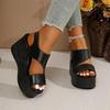 Offene Plateau-Sandalen Lederriemen Römische Sandalen Sommer Leichte dicke Sohle Rutschfest Hohe Absätze Damenschuhe