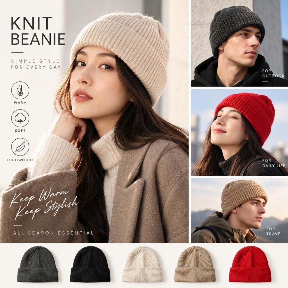 Knitted Knitted Hat Thickened Beanies Cap Fashion Mosque Hats  for Male Female