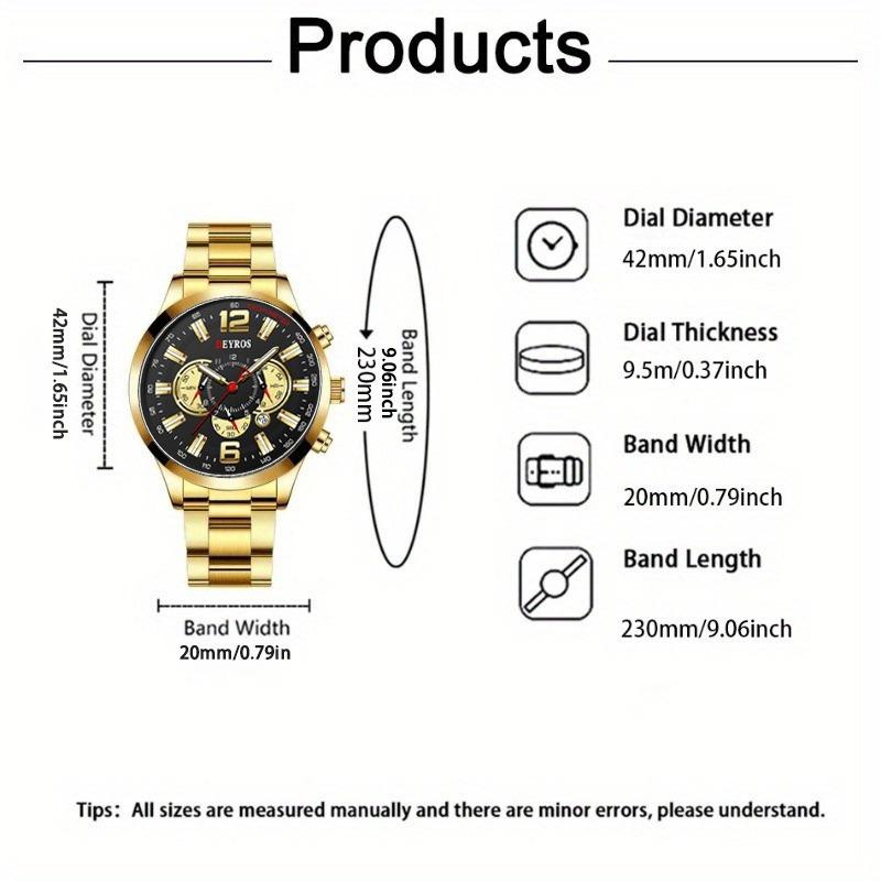 DEYROS New Fashion Men's Watch Luxury Business Men's Calendar Stainless Steel Strap Quartz Watch Men's Sports Watch