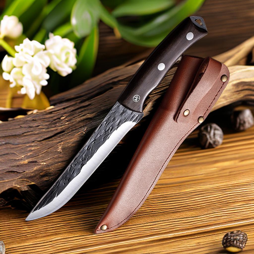 Meat Boning Butcher Knife High Carbon Steel Handmade Forged Kitchen Knives Chinese Meat Cleaver Knife Cooking Tool With Sheath