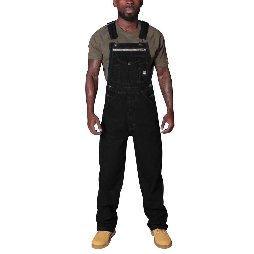 Vintage Straight Loose Jumpsuit Verstellbare Hosenträger Jeans Streetwear Herren Latzjeans Europäische und amerikanische Größe