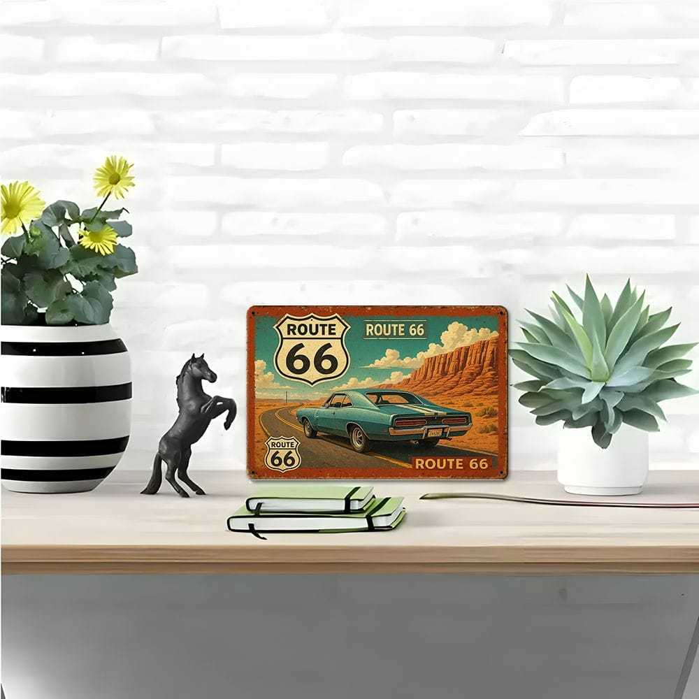 Vintage Route 66 Metal Sign.