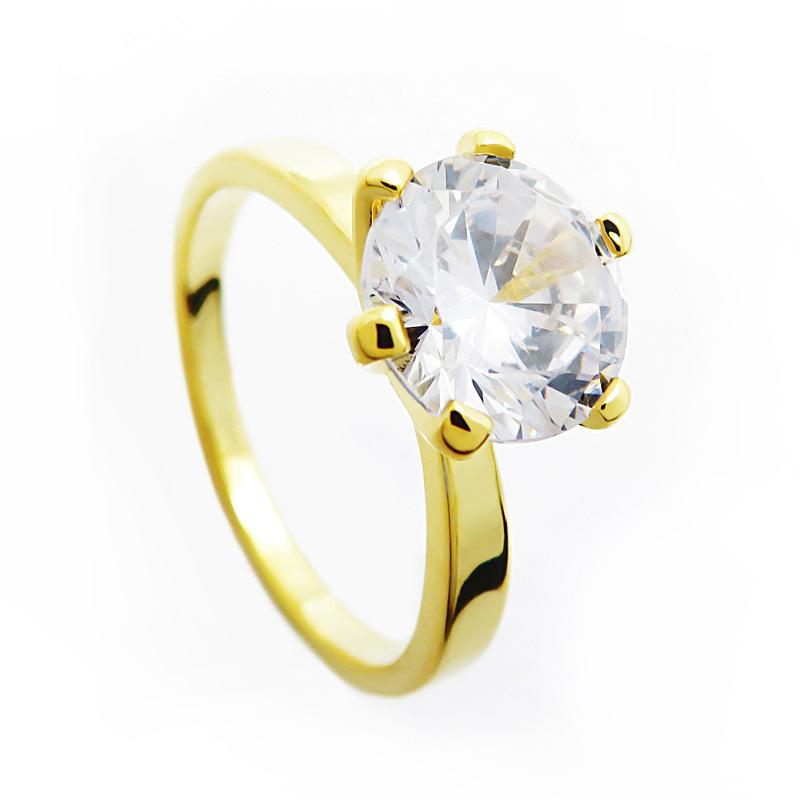 Fashion Classic High Simulation Six-claw Ring Personality Ladies Zircon Single Diamond Ring Jewelry